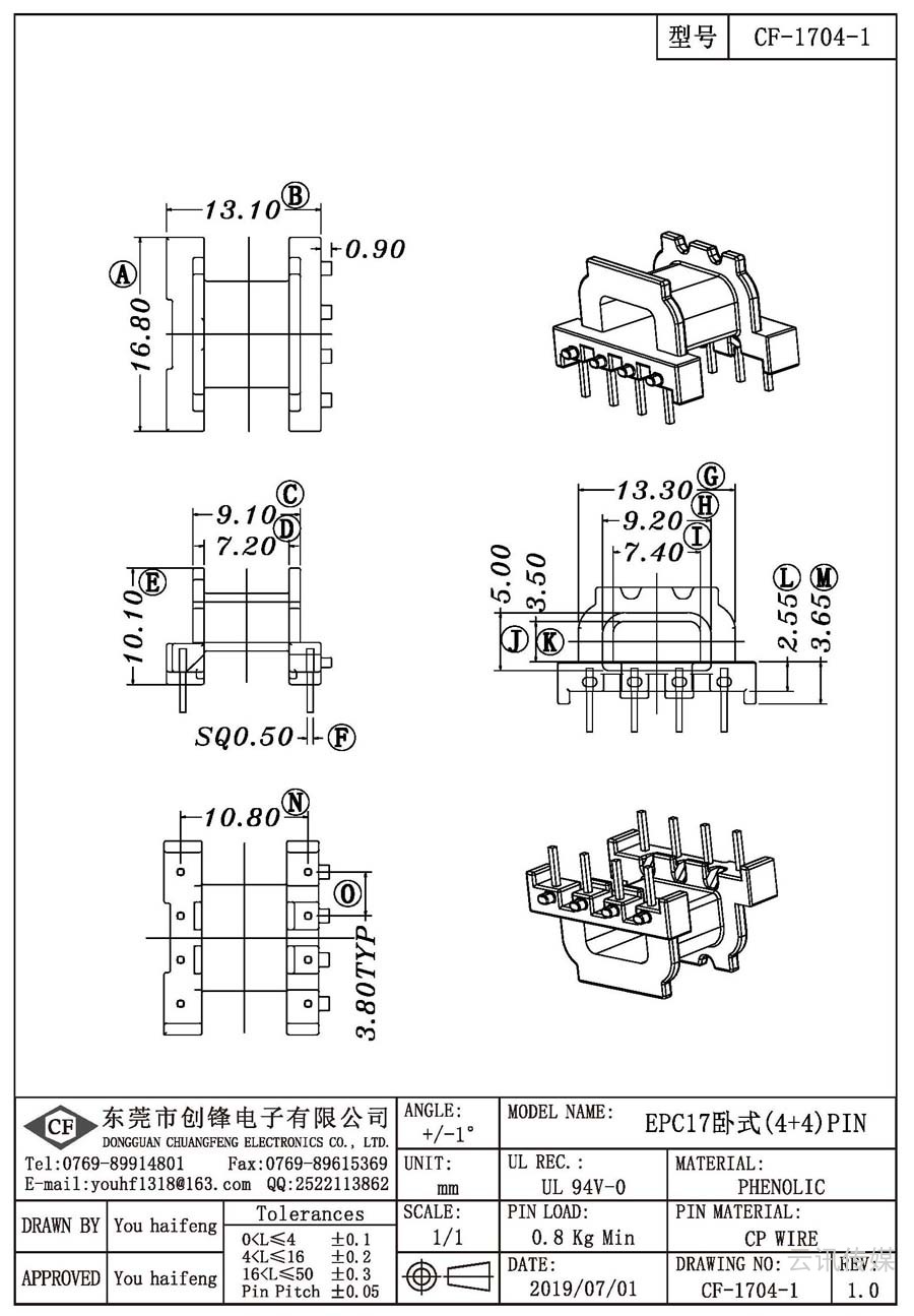 CF-1704-1/EPC17臥式(4+4)PIN