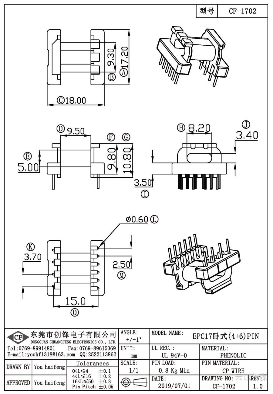 CF-1702/EPC17臥式(4+6)PIN