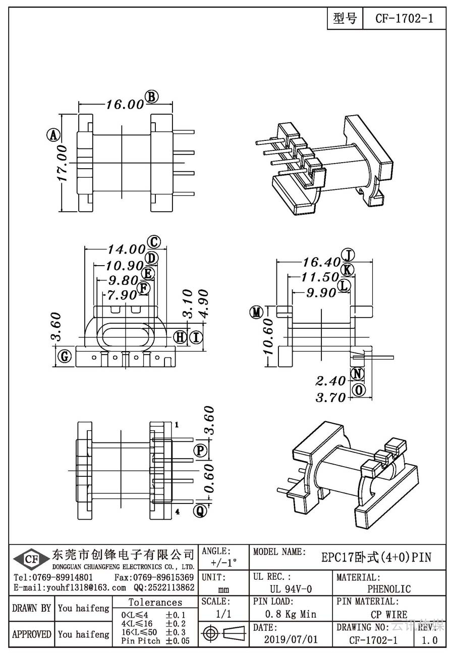 CF-1702-1/EPC17臥式(4+0)PIN
