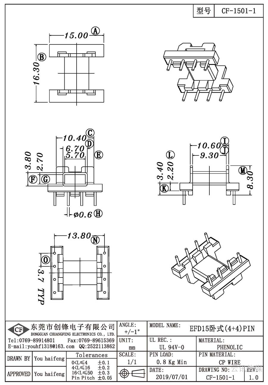 CF-1501-1/EFD15臥式(4+4)PIN