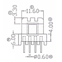 HXF-EE1605 EE16 臥式4+4針